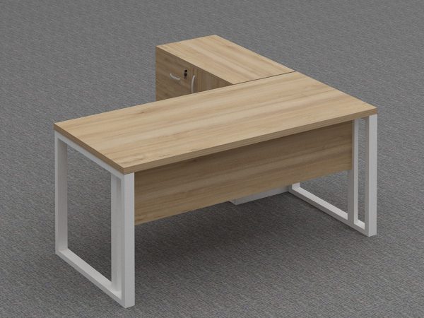 L-Shaped Metal Legged Desk with a Side Return