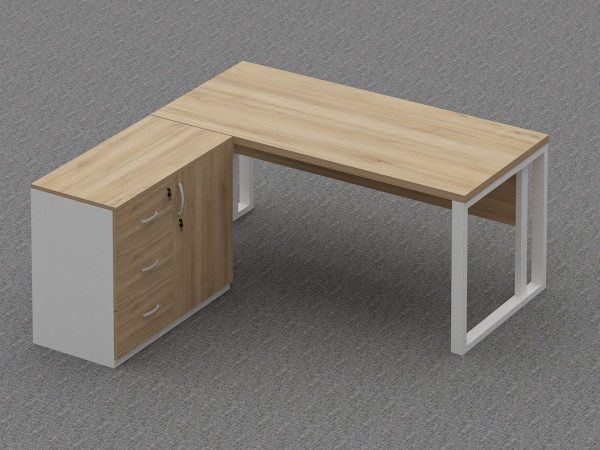 L-Shaped Metal Legged Desk with a Side Return