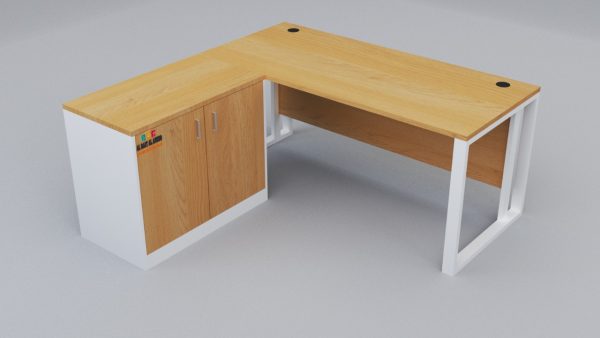 L-Shaped Metal Legged Desk with a Side Return