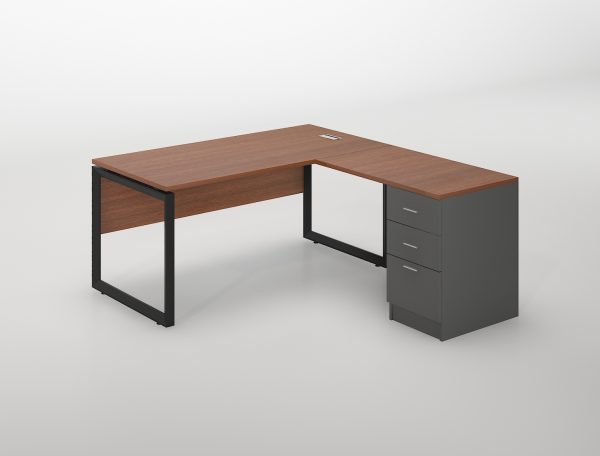 L-Shaped Metal Legged Desk with a Side Return