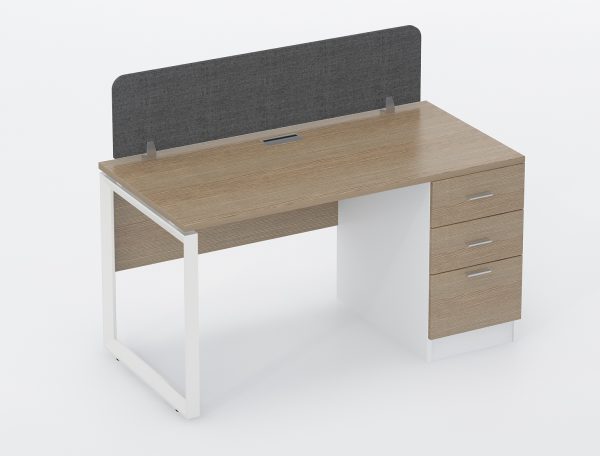 Rectangular Metal Legged Desk supported with Pedestal on One Side