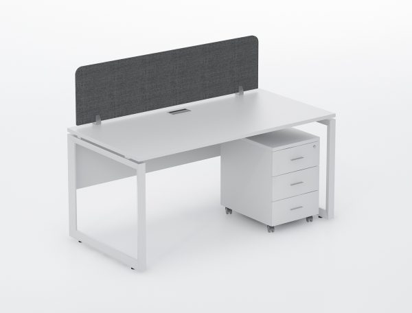 Rectangular Metal Legged Desk with Mobile Pedestal or Fixed Pedestal