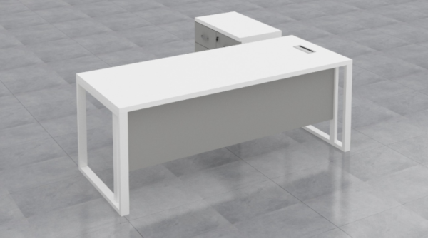L-Shaped Metal Legged Desk with a Side Return