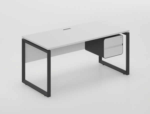 Rectangular Metal Legged Desk with Mobile Pedestal or Fixed Pedestal