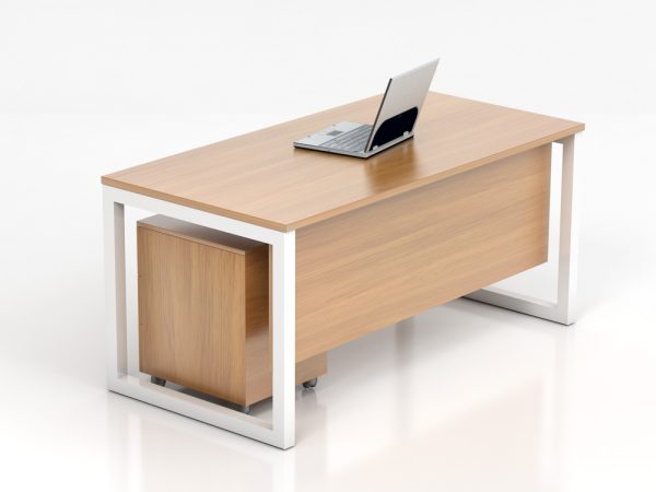 Rectangular Metal Legged Desk with Mobile Pedestal or Fixed Pedestal