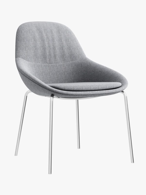 Lounge Chair - Grey -Chrome Legs