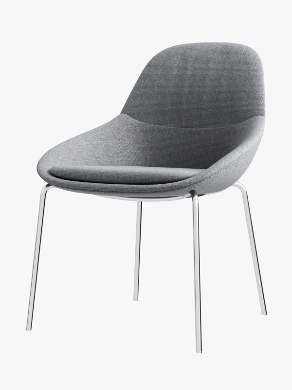 Lounge Chair - Grey -Chrome Legs