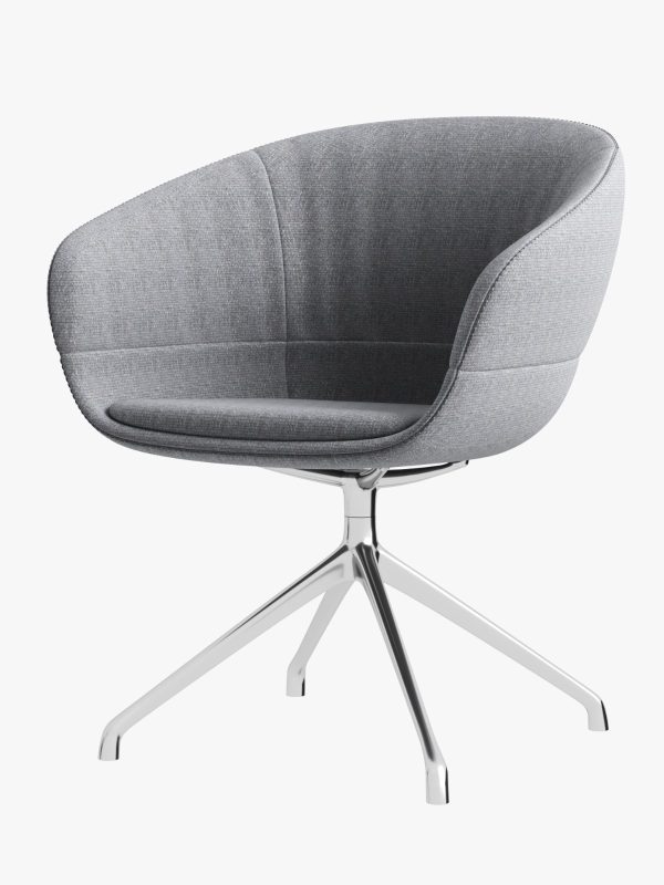 Lounge Chair  - Grey Fabric - Chrome Base