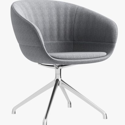 Lounge Chair - Grey Fabric - Chrome Base