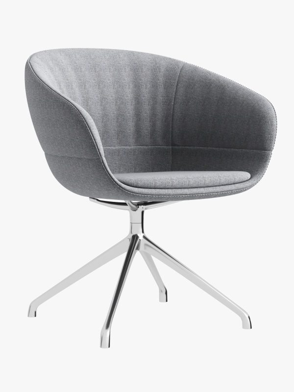 Lounge Chair  - Grey Fabric - Chrome Base