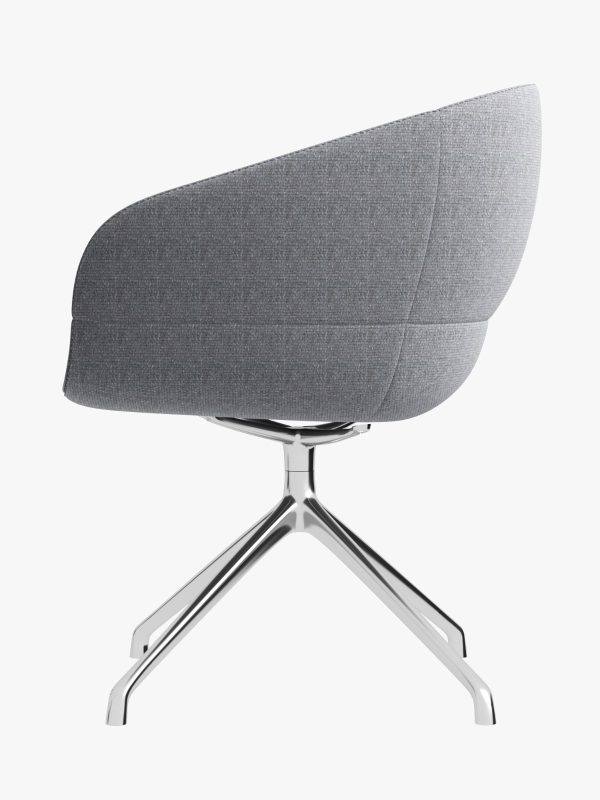 Lounge Chair  - Grey Fabric - Chrome Base