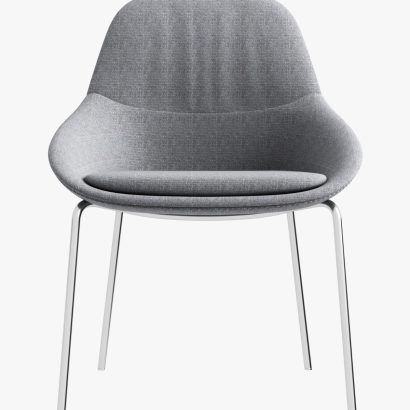 Lounge Chair - Grey Fabric 4 Chrome Legs