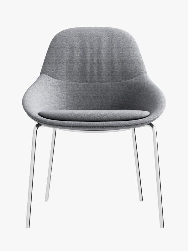 Lounge Chair - Grey Fabric 4 Chrome Legs